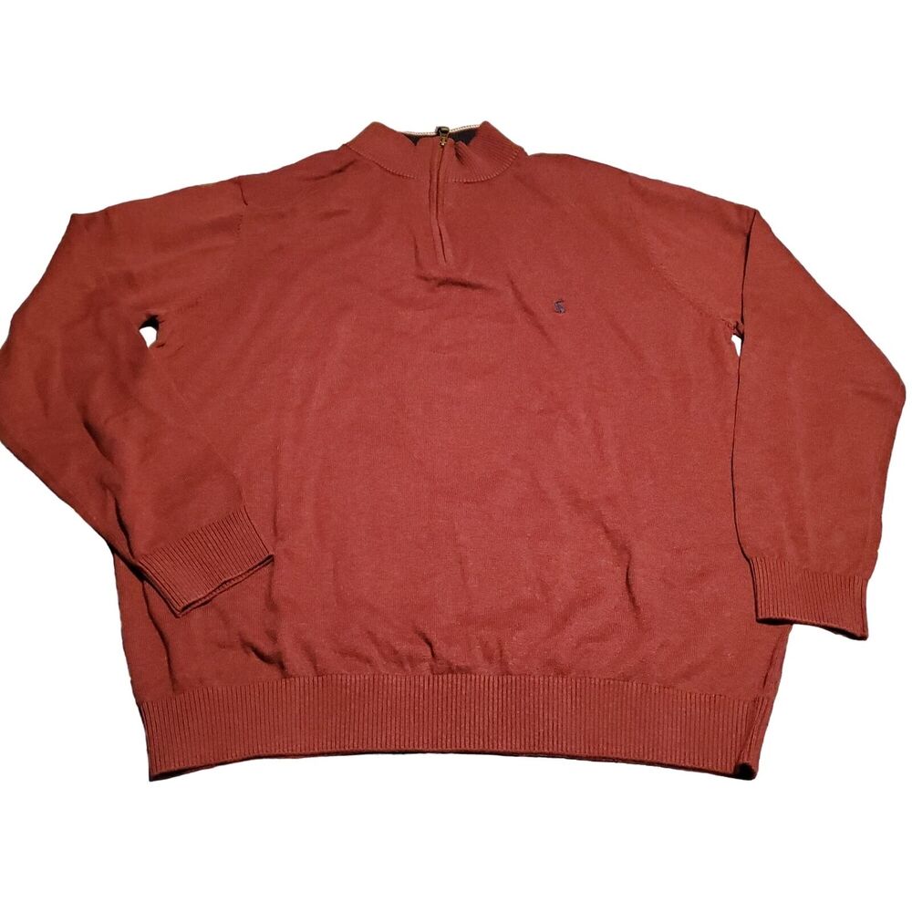 Joules Men's XL Quarter Zip Sweater Brick Red 100% Cotton Pullover Hare Logo